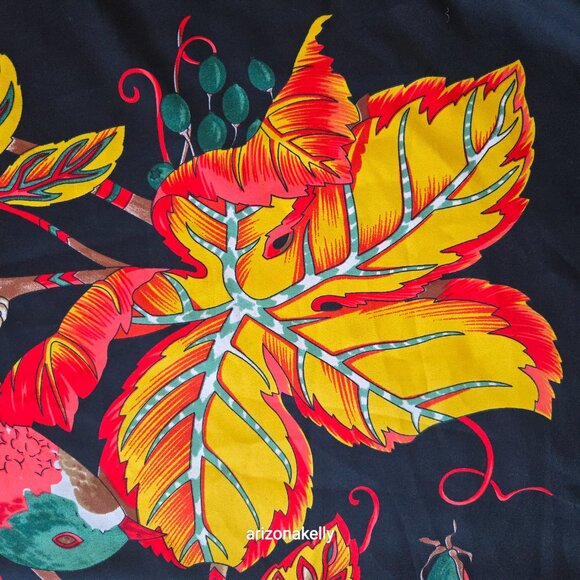 NWOT Huge Silk Scarf Shawl Wrap Birds Leaves Flowers - Picture 8 of 11